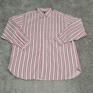 Brooks Brothers Country Club Mens XL Red Blue Striped Cotton Button Down Shirt